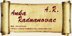 Anka Radmanovac vizit kartica